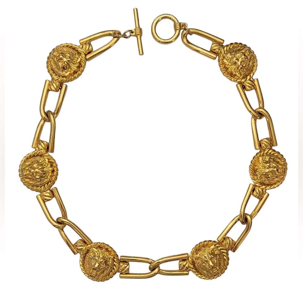 Anne Klein Gold Six Lions Head Medallion Necklace